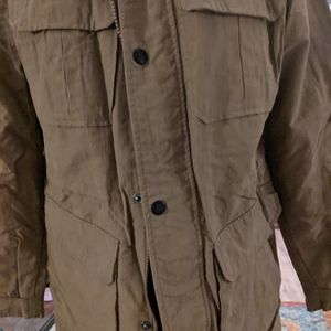 Canvas jacket with hoodie